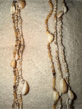Handmade Shell Bead Necklace in Cream and Tan